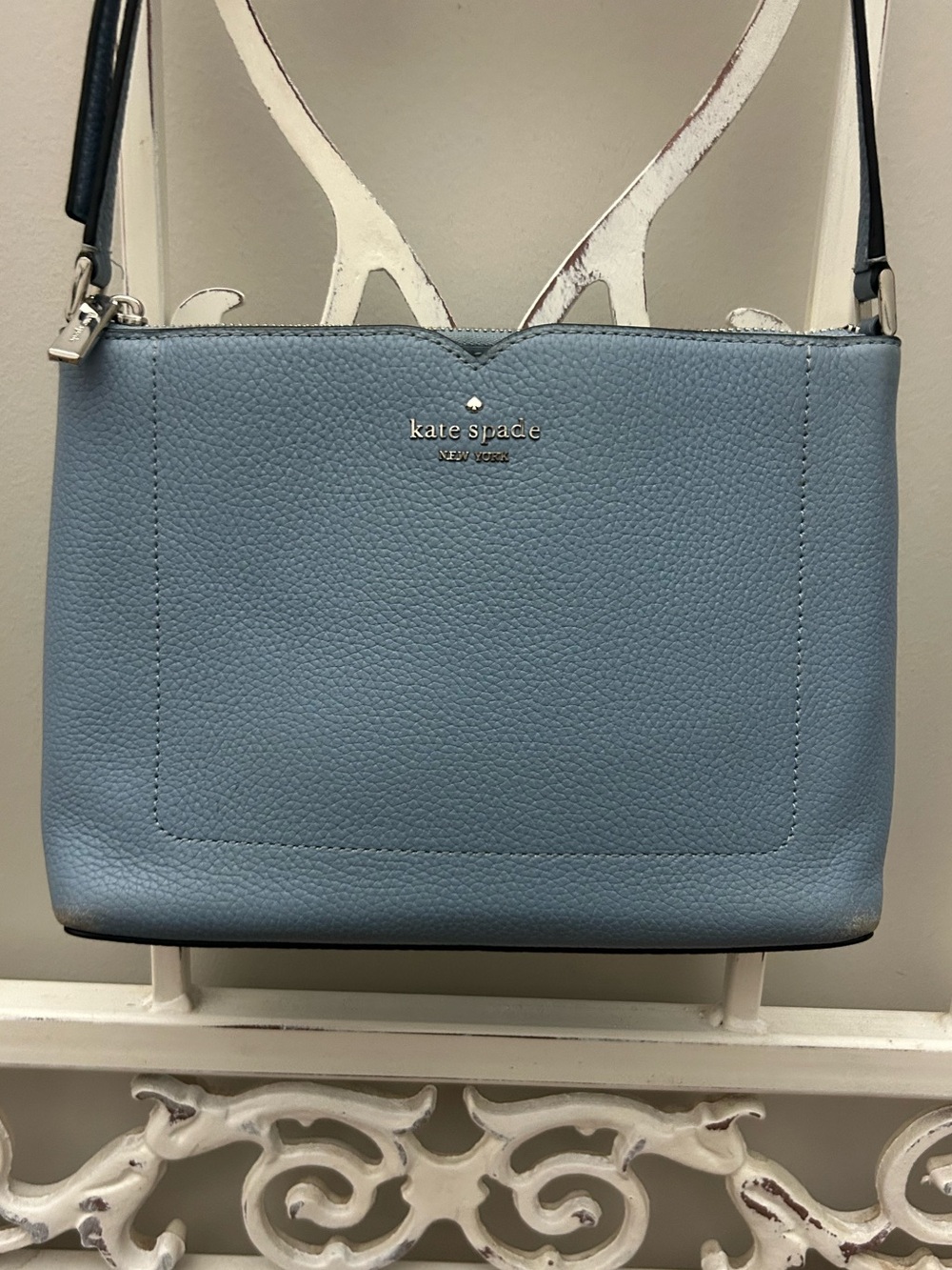 Kate Spade New York Blue Pebbled Leather Crossbody Shoulder Bag
